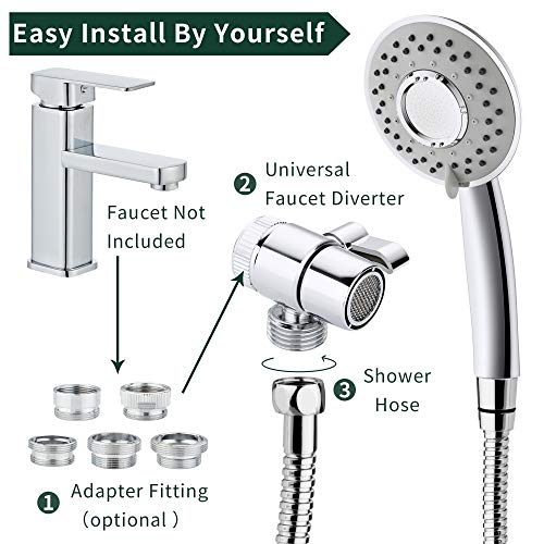 Sink Hose Shower Sprayer Attachment Faucet Extension w/ 5 Adapters