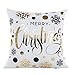AWEHIRU Gold Soft Velvet Christmas Decorative Throw Pillow Covers Set 18 Inch by 18 Inch (Gold Foil Xmas 4)