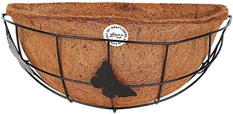Gate Garden Eco Friendly Bio Degradable Coconut Fiber Extra Life and Strength Coir Basket 12 Inch Half Liner Semi Circle with Stand for Wall Mounting