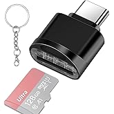 leizhan Type C Micro SD Card Reader with Keychain, USB C to Micro SD SDHC SDXC OTG Memory Reader, Type-C Card Reader Adapter Compatible for MacBook Windows Lixus Samsung Galaxy - Black