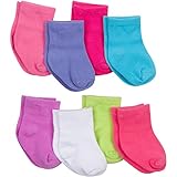 Gerber Baby Girls' 8 Pack Snug-Fit Sock, Solids, 0-6 Months