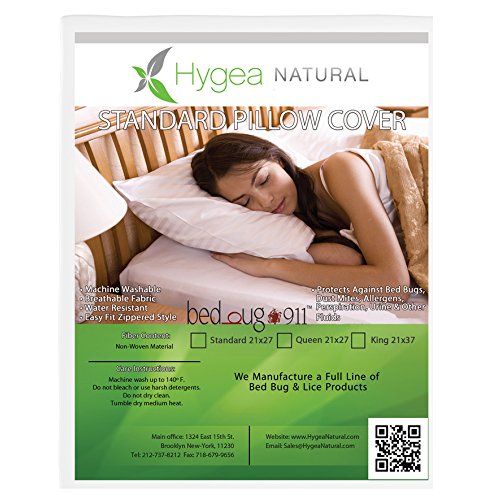 Hygea NaturalStandard Pillow Cover/Encasement Protectors 2 Pack - Breathable Non Woven Fabric, Water Resistant with Zipper Encasement- King Pillow Cover 21x37