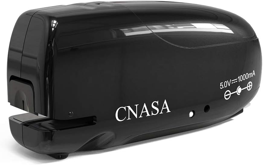 Mini Battery Stapler Automatic, CNASA Electric Stapler Rechargeable Build-in Staple Remover for Office School Home (Black)