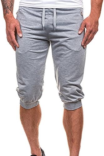 Jogger Shorts for Men, Summer Mens Sport Sweatpants Shorts 3/4 Jogging Gym Soft Cotton Casual Trousers Breathable