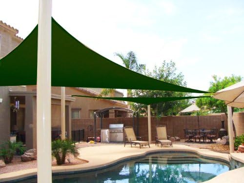 MTN Shadesmith 16.5'x16.5'x16.5' Deluxe Triangle Sun Sail Shade (Color: Green) with Hardware