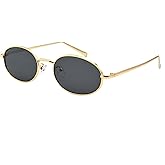 Teumire Retro Oval Sunglasses for Women Men Trendy Gold Sun Glasses Vintage Metal Frame Shades