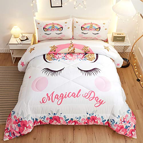 white unicorn bedding