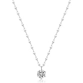 SLUYNZ 925 Sterling Silver Round CZ Choker Necklace Chain for Women Teens Cubic Zirconia Pendant Necklace Shiny