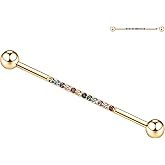 GAGABODY Industrial Bar Industrial Piercing Jewelry 14G Industrial Barbell Surgical Steel for Women Men With CZ/Pyramid/Cross Surface Cartilage Earring Body Piercing Jewelry 1 1/2 Inch 38mm