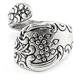 Adjustable, Antiqued Spoon Ring, Silver