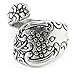Adjustable, Antiqued Spoon Ring, Silver Color w/ Black