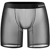 Gogobear Men's Sheer Ice Silk Boxer Briefs Sexy Super Thin Seamless Trunk Underwear Bulge Pouch Panties