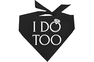 TEES & TAILS I Do Too Engagement/Wedding Announcement Dog Bandana (Black, XS 112)