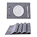 Placemats,Placemats for Dining Table,Heat-Resistant Placemats, Stain Resistant Washable PVC Table Mats,Kitchen Table mats (4, Smoky Grey)