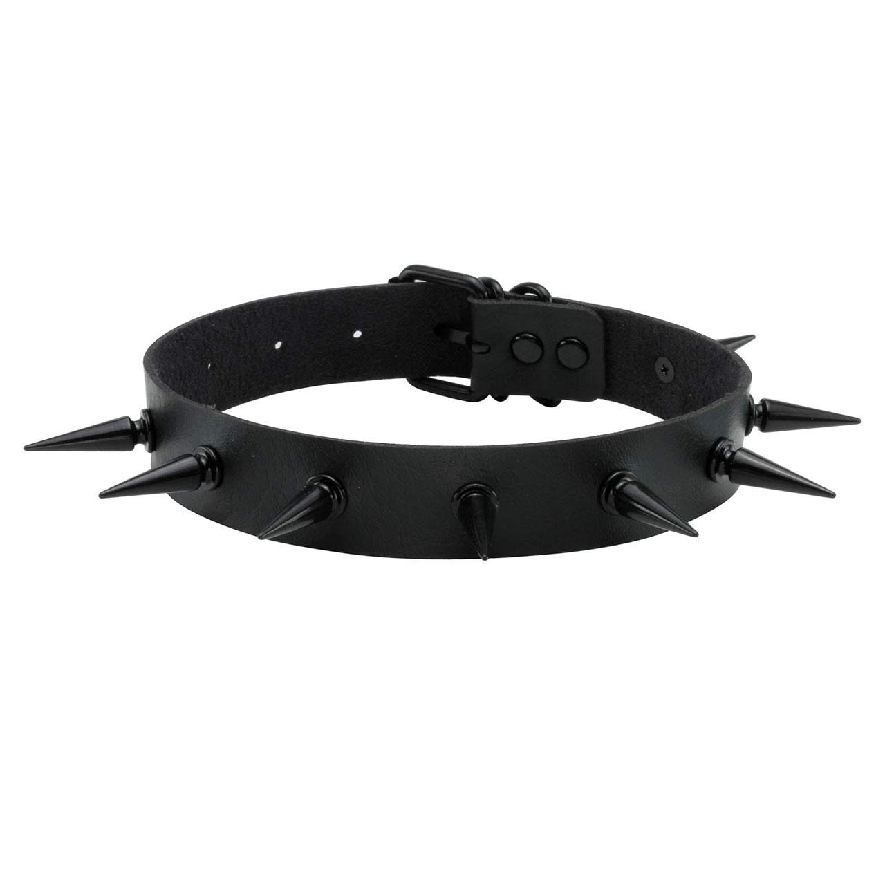 Manfnee Punk Gothic Choker Collar Necklace PU Leather Spike Studded Choker for Men Women
