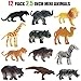 WODMAZ Safari Zoo Animal Figurines Toys, 24PCS Plastic Jungle Animals Figures, Jumbo Forest Wild Animal Playset with Elephant, Giraffe, Lion for Baby Kids Toddlers Cupcake Topper Birthday Set