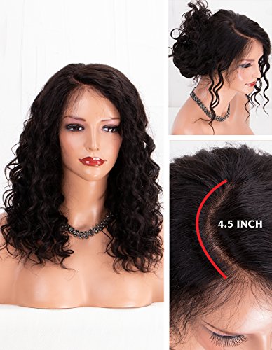 MS.ILSA Soft Curly Human Hair Lace Front Wigs with Baby Hair, 4.5" Deep Part Brazilian Remy Hair Women Wigs for African Americans Natural Color 16"