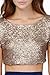 Wenxuan Women's Glitter Sequins Backless Crop Tops T-Shirts, Pink, Size X-Large