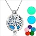 FULLIN Aroma Necklace Tree Of Life Aromatherapy Essential Oil Diffuser Necklace Locket Pendant Jewelry,White K