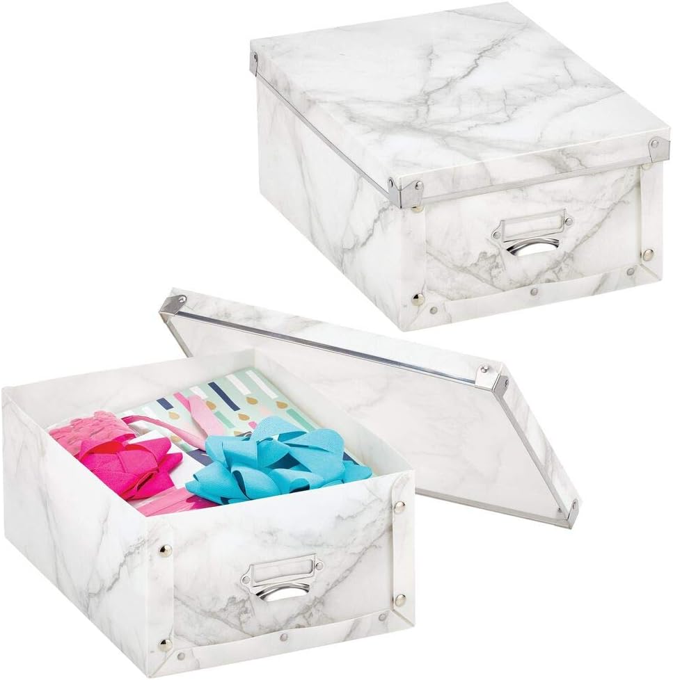 Amazon.de: mDesign 2er-Set Aufbewahrungsbox mit Deckel – stapelbare