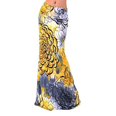 WOCACHI Womens Summer Contrast Sleeveless High Waist Floral Maxi Dress Long Skirt