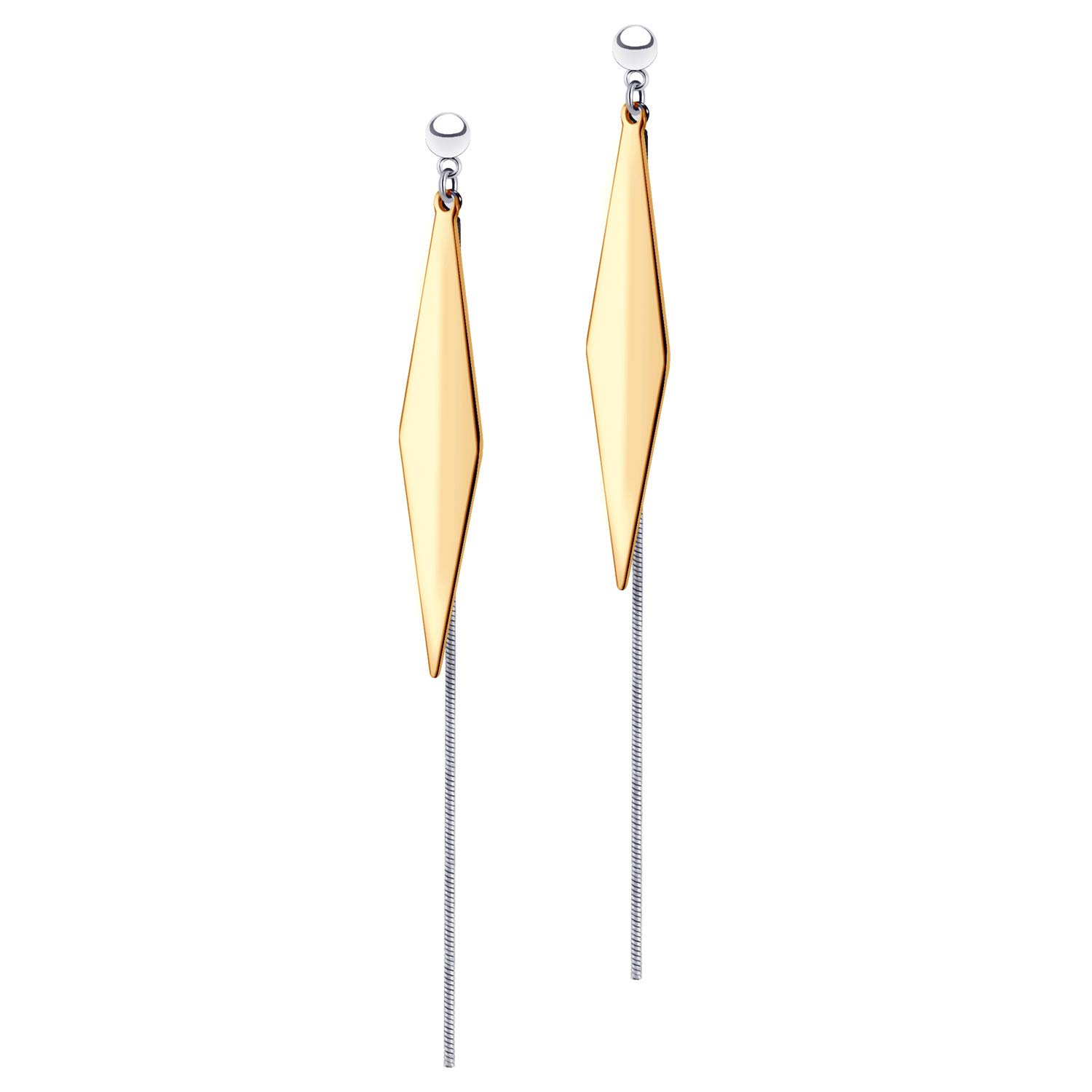 555Jewelry Womens Stainless Steel Diamond Rectangle Shaped Multi Layer String Chain Edgy Statement Dangle Hanging Stud Pierced Chic Trendy Fashion Jewelry Accessory Earrings, Pink Rose Gold