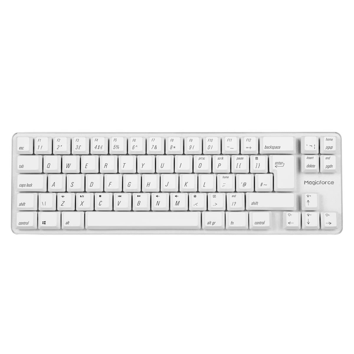 Qisan Wired Mechanical Gaming Keyboard PBT Keycaps 69 Keys Gateron Brown Switch White Backlit British Version QWERTY Layout Gaming Keyboard-White