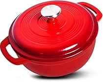 Enameled Cast Iron Dutch Oven &ndash; Red Color with Lid, 3.2-quart - by Utopia Kitchen
