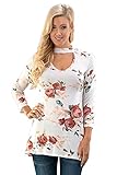 Shopglamla Mock Neck Long Sleeve V Neck Cut Choker Front Solid Top