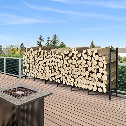 8ft Firewood Rack Outdoor with Cover Combo Set
