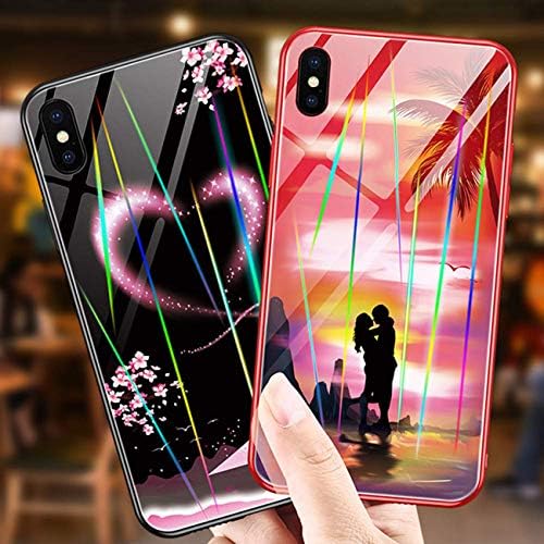 BOFTALE Compatible with iPhone Xs Max Case for Girls Women, Luminous Noctilucent 9H Tempered Glass Back Cover Soft Silicone Bumper Protective Phone Case for iPhone Xs Max(Heart/Black)