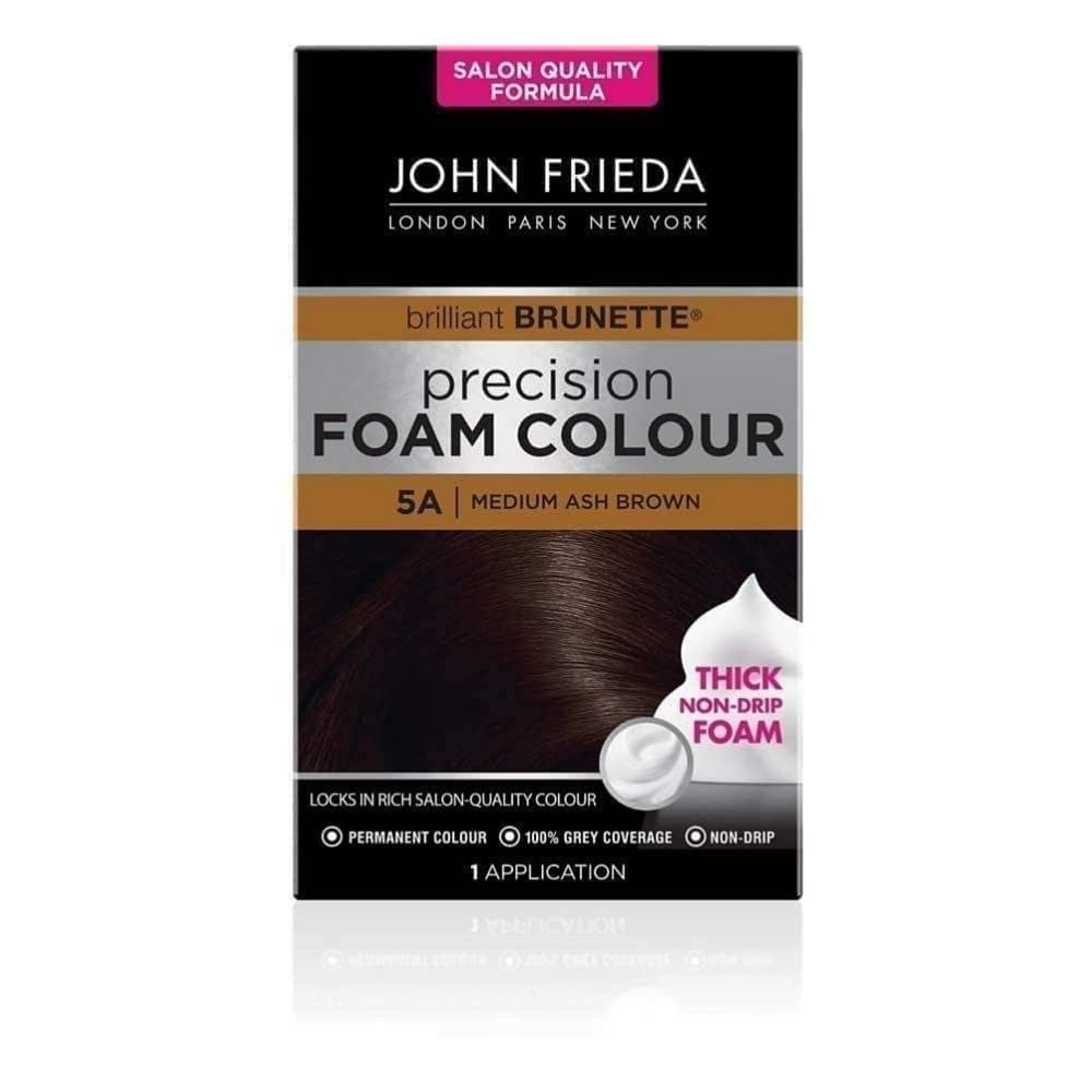 John Frieda Precision Foam Colour 5A, Salon-Finish Medium Ash Brown Hair Dye, Permanent Ash Brown Hair Colour, 100% Grey Coverage — image 1