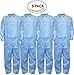 AMZ Disposable Coveralls for Men, Women, X-Large. Pack of 5 Blue Spunbond Polypropylene Hazmat Suits. Protective Suits with Zip Closure, Open Wrists and Ankles. Unisex Painters Suit