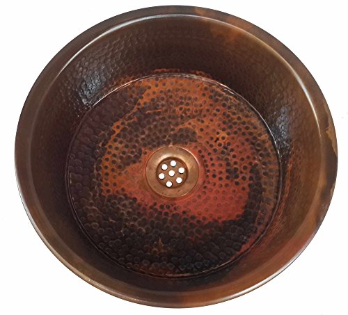 Egypt gift shops Varnish Coated Counter Top Mounting Vessel Fire Patina Natural Copper Bath Pan Sink House Repair - Thumbnail 2