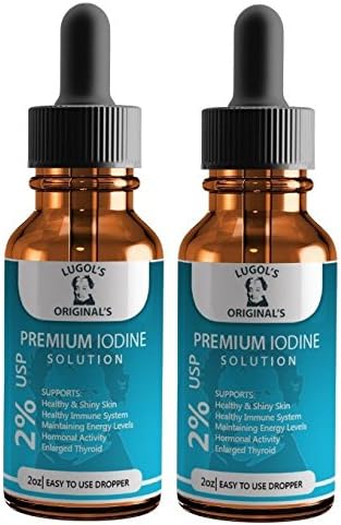 LUGOLS ORIGINALS Lugols Solution Drops Regular Strength High Potency Concentrated Thyroid Supplement 2% 2oz 2 Pkg