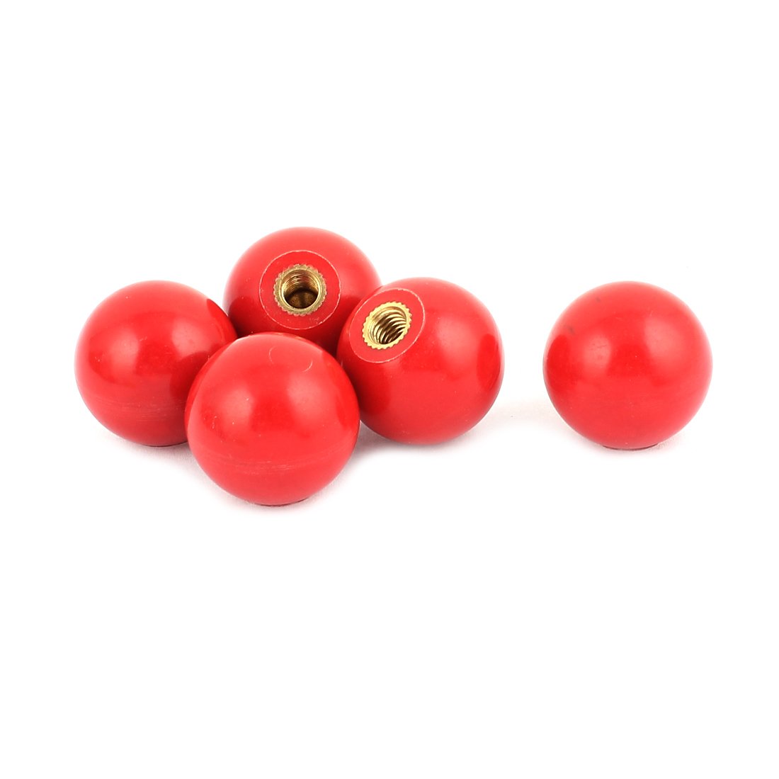 Sourcingmap 5Pcs Solid Red Plastic 6mm Metal Thread Tapped 25mm Diameter Spherical Ball Knobs