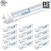 Hyperikon T8 LED Light Tube, 4ft, 18W (40W equivalent), 6000K (Very Bright White), Single Ended Power, Clear, UL - 12-Pack [12 Tombstones Included]