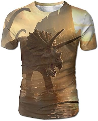 Ulucky Brachiosaurus Triceratops Animal Dinosaur Youth Short Sleeve T-Shirt XX-Large