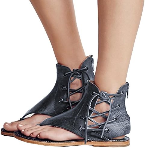 Women's Sandals Lace up Summer Flats Thong Flip Flop Sandals
