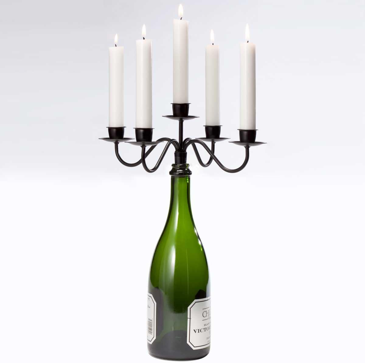 Oenophilia Afterglow Wine Bottle Candelabra, Wine Bottle Candle Holder, 5 Candle Holder Tapers: Wine Accessories: Kitchen & Dining