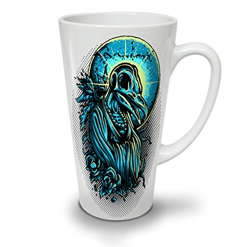 Death Raven Saint Horror White Ceramic Latte Mug 17 oz | Wellcoda