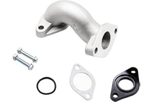 PRO BAT 19mm Carby Carburetor Intake Manifold Throat Pipe with Gasket Screw Kit for 50cc 90cc 110cc 125cc Horizontal Engine Pit Dirt Bike ATV Go Kart Quad Buggy (Silver)