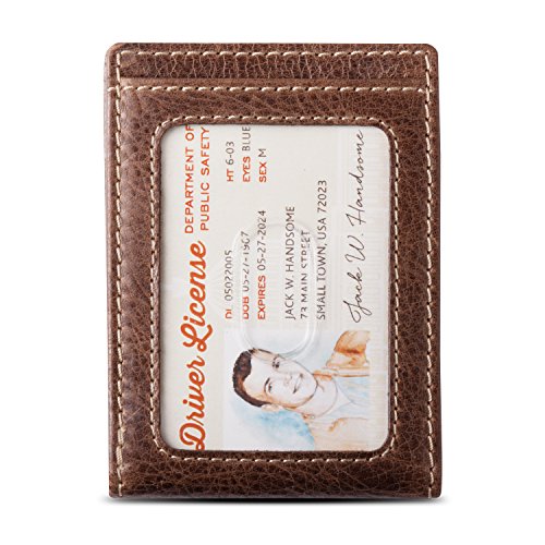 HOJ Co. IVAR ID BIFOLD Front Pocket Wallet Premium Leather Magnetic Money Clip Wallet