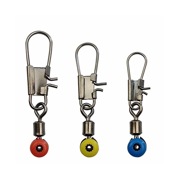 JSHANMEI-100pcsbox-Fishing-Line-Sinker-Slides-Hook-Shank-Clip-Connector-Swivels-Size-Largemediumsmall-Color-Redblueyellow-Fishing-Tackle-Swivel-Snap