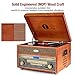 1byone Nostalgic Wooden Turntable Wireless Vinyl Record Player with AM, FM, CD, MP3 Recording to USB, AUX Input for Smartphone and Tablets, RCA Output