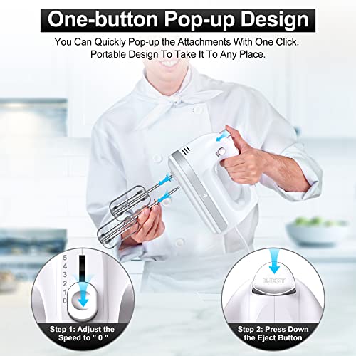 LILPARTNER Hand Mixer Electric, 400W Food Mixer 5 Speed Handheld Mixer