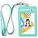 Teskyer Badge Holder with Lanyard, Leather ID Name Badge Card Holder with Lanyard for ID Badges, Vertical Green
