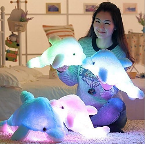 Supper Cute Design Little Stuffed Toys - Sparkling Dolphin Plush Toy with LED Light (White, 18 Inch) by New DG