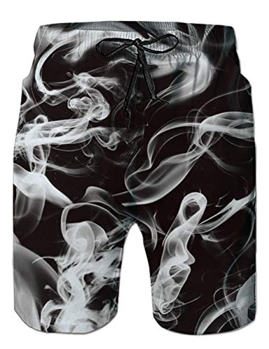 Belovecol Mens Funny Swim Trunks Summer Casual 3D Graphic Print Beach Board Shorts Drawstring Mesh Lining Bathing Suit L White Smoke