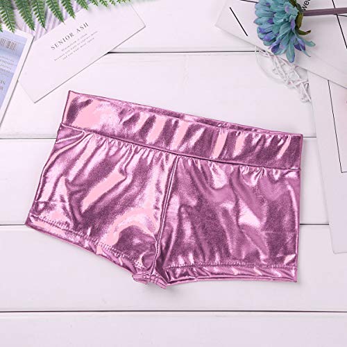 dPois Kids Girls' Polka Dot Strappy Top Bra with Shorts Set for Sports Workout Gymnastics Leotard Dancing Pink (Sequins) 8-10 - Thumbnail 6